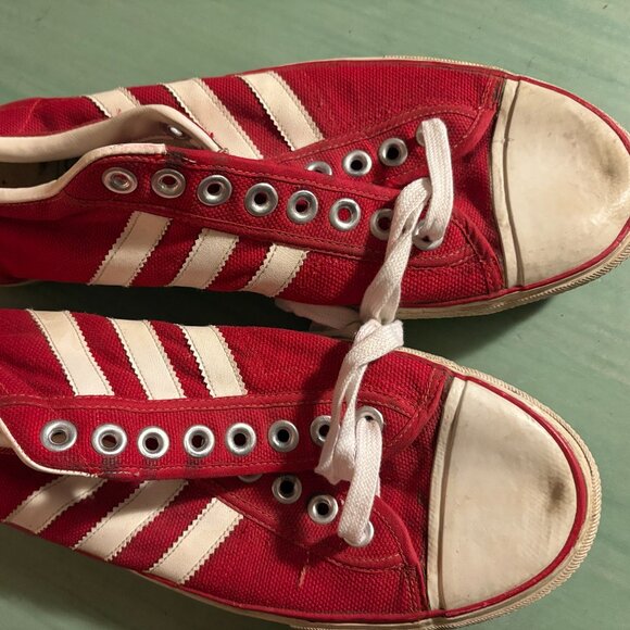 Vintage 70s Adidas Die Marke Mit Den Taiwan Red Sneakers Size 12.5 - Picture 7 of 16